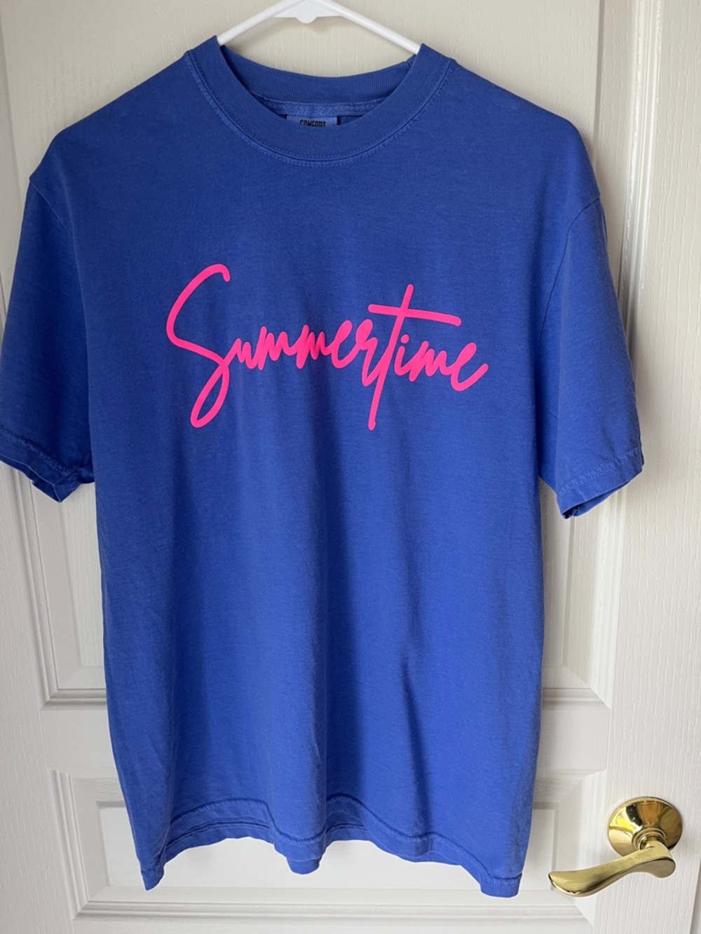 NWT purple'Summertime' Graphic Tee with Neon Pink Script